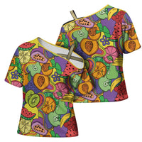 Hawaii Fruits Hippie Style Cross Shoulder Shirt Vibrant Colorful LT01 - Polynesian Pride