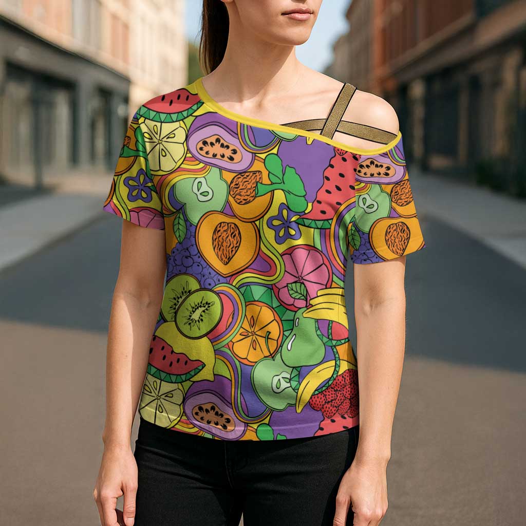 Hawaii Fruits Hippie Style Cross Shoulder Shirt Vibrant Colorful LT01 - Polynesian Pride