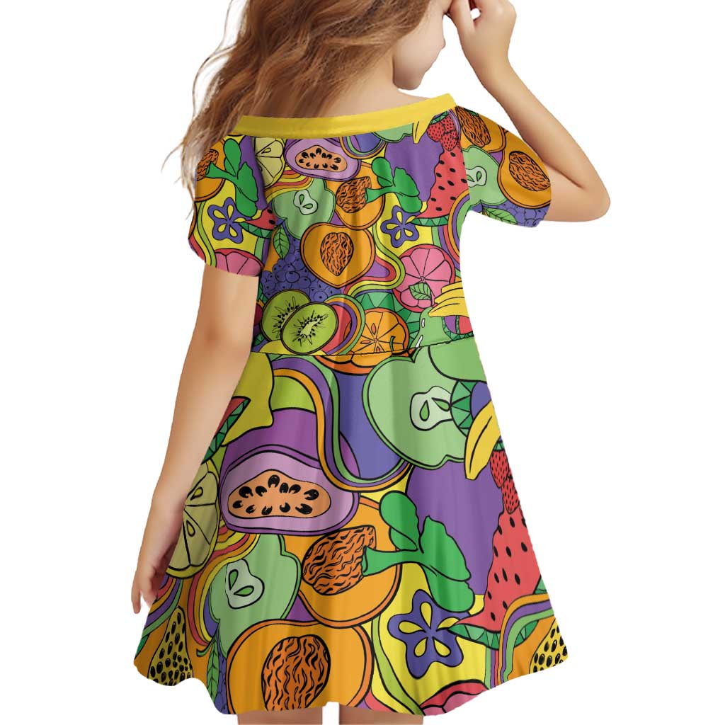 Hawaii Fruits Hippie Style Family Matching Puletasi and Hawaiian Shirt Vibrant Colorful