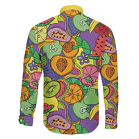 Hawaii Fruits Hippie Style Family Matching Short Sleeve Bodycon Dress and Hawaiian Shirt Vibrant Colorful
