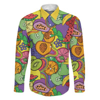 Hawaii Fruits Hippie Style Family Matching Summer Maxi Dress and Hawaiian Shirt Vibrant Colorful