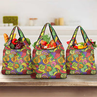 Hawaii Fruits Hippie Style Grocery Bag Vibrant Colorful LT01 3-pack One Size Multicolor - Polynesian Pride