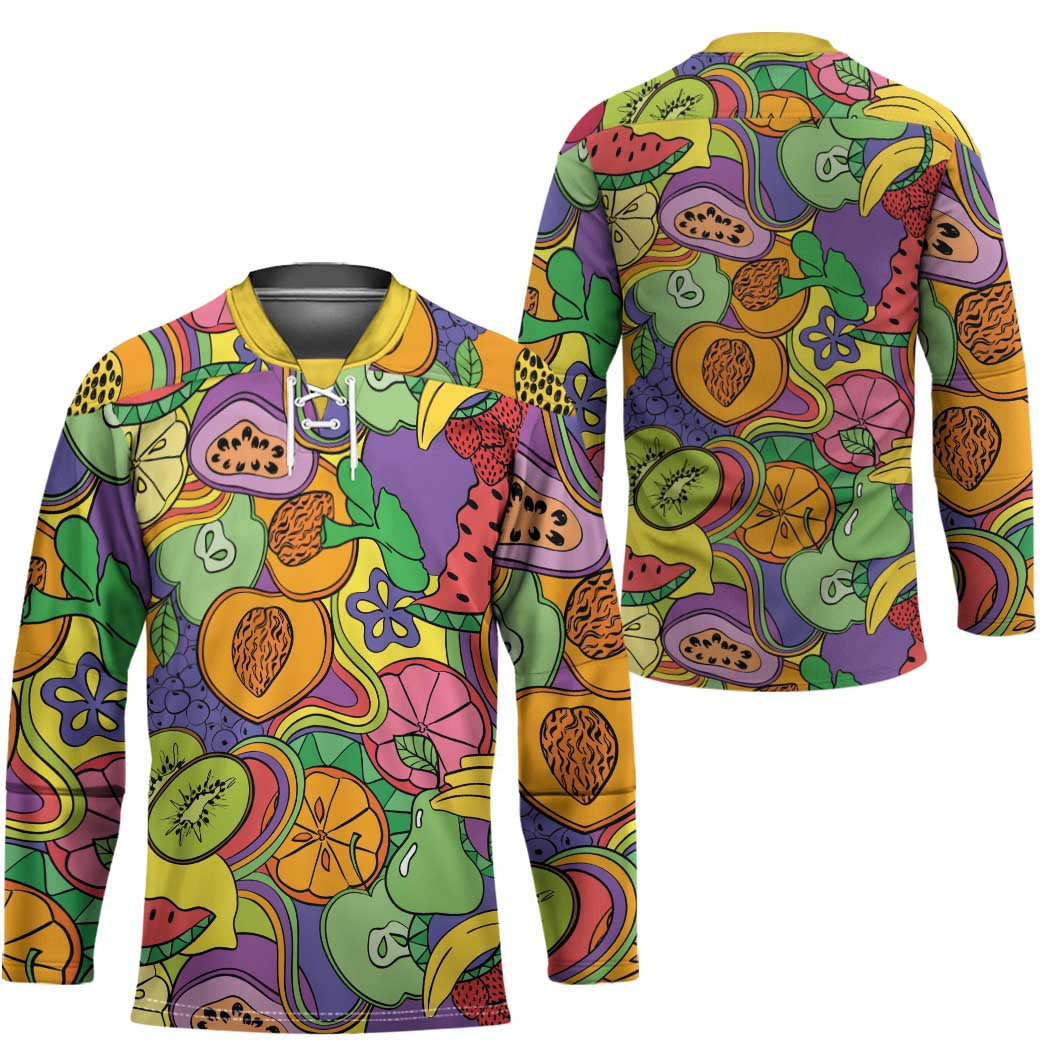 Hawaii Fruits Hippie Style Hockey Jersey Vibrant Colorful LT01 - Polynesian Pride