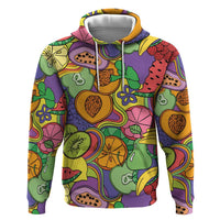 Hawaii Fruits Hippie Style Hoodie Vibrant Colorful