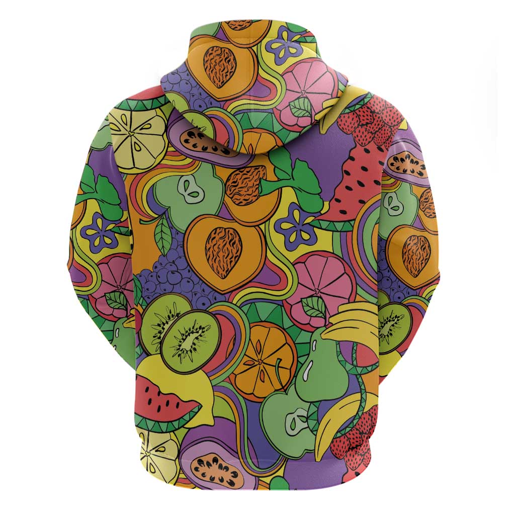 Hawaii Fruits Hippie Style Hoodie Vibrant Colorful