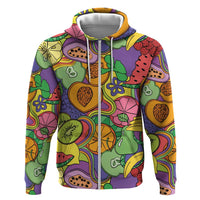 Hawaii Fruits Hippie Style Hoodie Vibrant Colorful