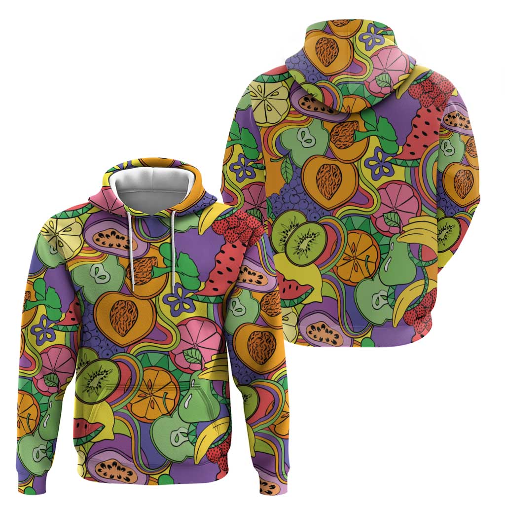 Hawaii Fruits Hippie Style Hoodie Vibrant Colorful
