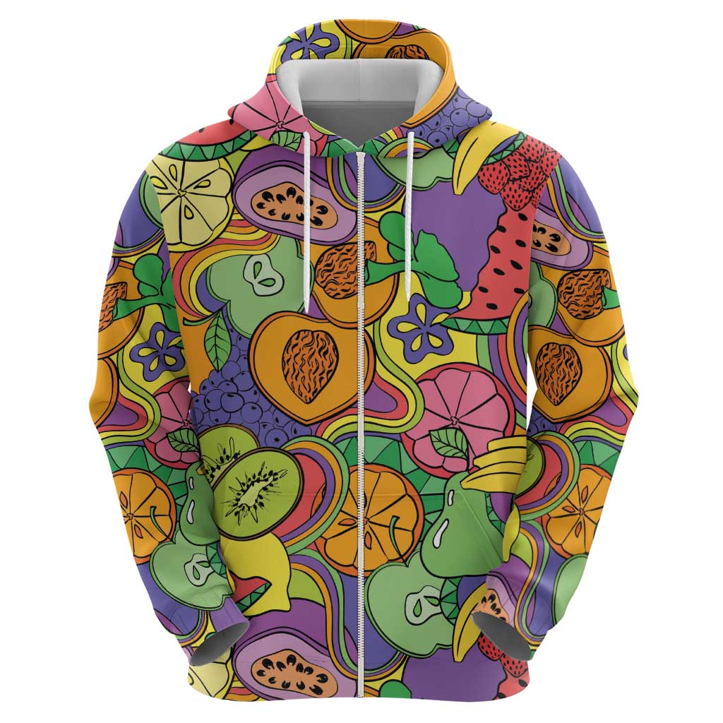 Hawaii Fruits Hippie Style Hoodie Vibrant Colorful