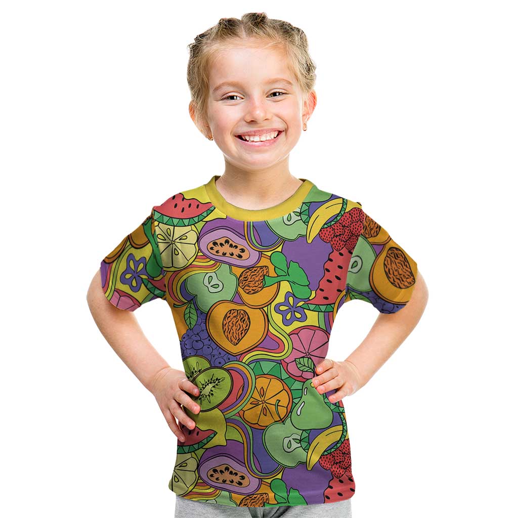 Hawaii Fruits Hippie Style Kid T Shirt Vibrant Colorful