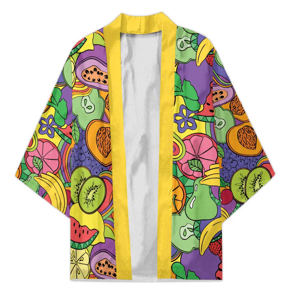 Hawaii Fruits Hippie Style Kimono Vibrant Colorful LT01 Unisex Multicolor - Polynesian Pride