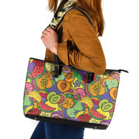 Hawaii Fruits Hippie Style Leather Tote Bag Vibrant Colorful LT01 Multicolor - Polynesian Pride