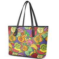 Hawaii Fruits Hippie Style Leather Tote Bag Vibrant Colorful LT01 - Polynesian Pride