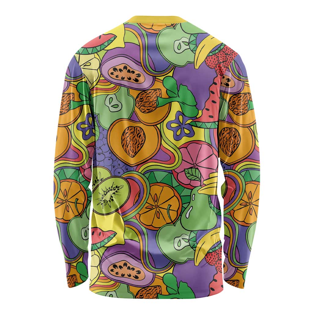 Hawaii Fruits Hippie Style Long Sleeve Shirt Vibrant Colorful