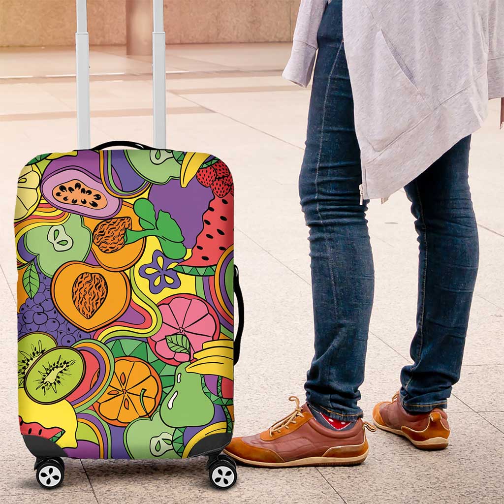 Hawaii Fruits Hippie Style Luggage Cover Vibrant Colorful LT01 Multicolor - Polynesian Pride