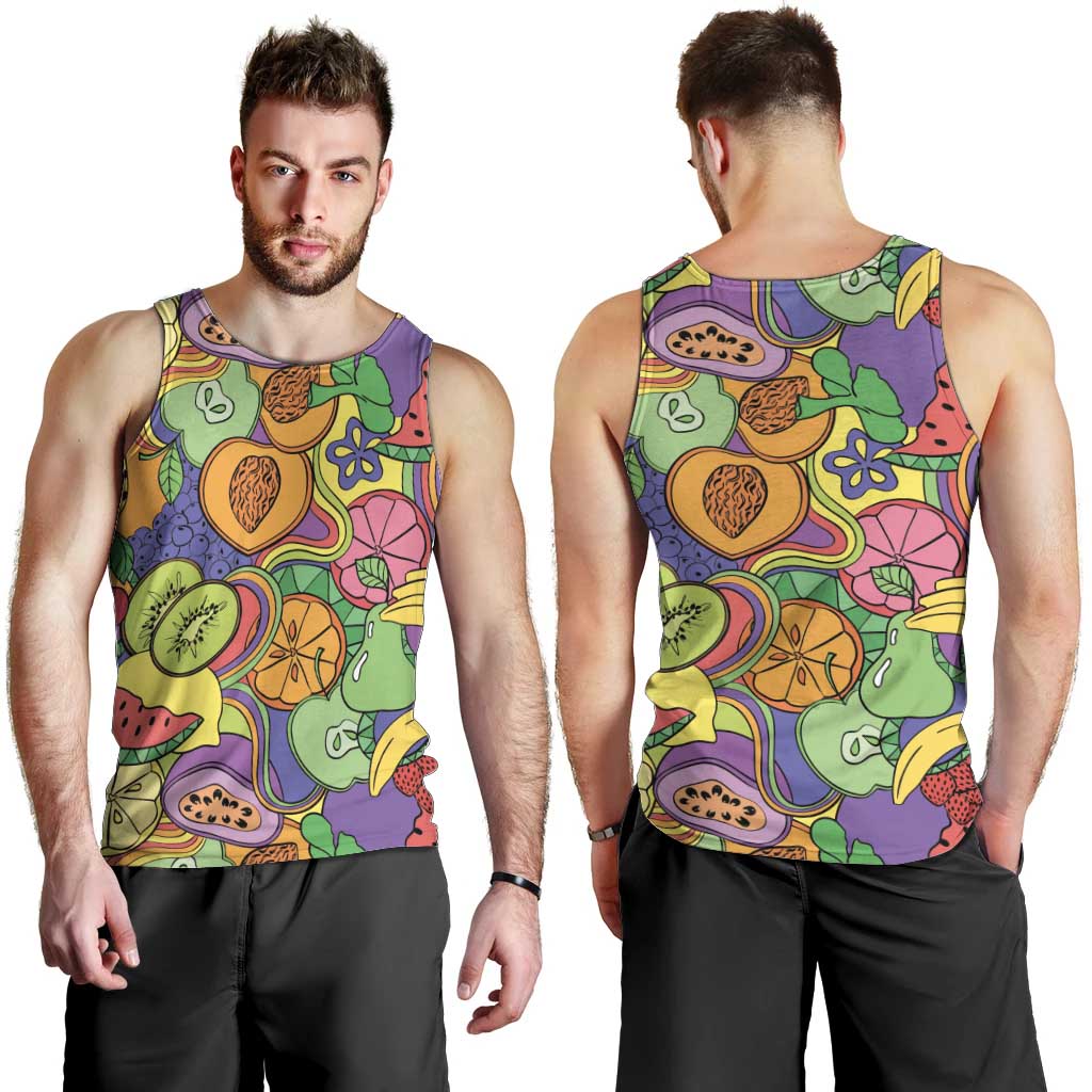 Hawaii Fruits Hippie Style Men Tank Top Vibrant Colorful LT01 - Polynesian Pride