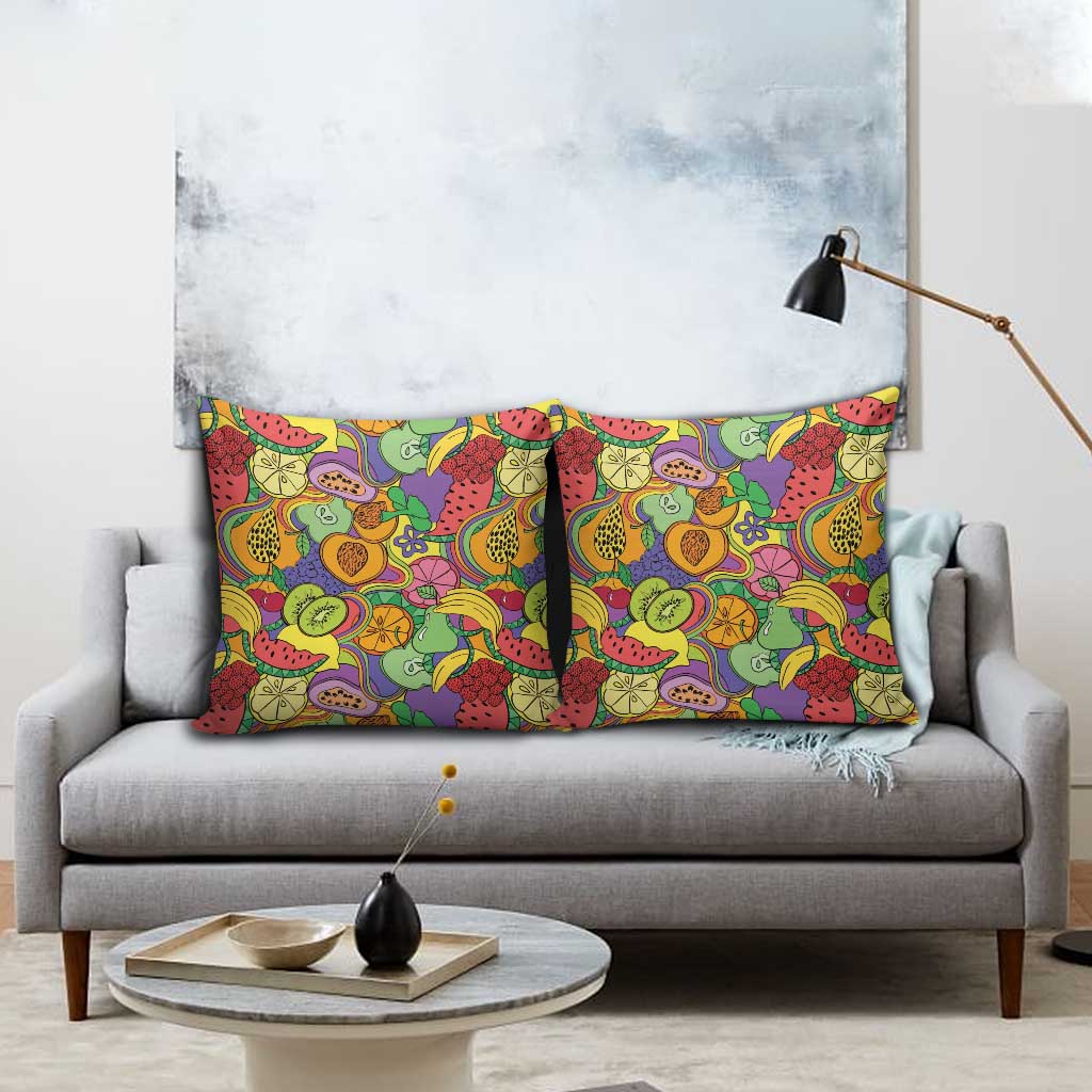 Hawaii Fruits Hippie Style Pillow Cover Vibrant Colorful LT01 - Polynesian Pride