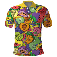 Hawaii Fruits Hippie Style Polo Shirt Vibrant Colorful LT01 Multicolor - Polynesian Pride