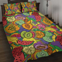Hawaii Fruits Hippie Style Quilt Bed Set Vibrant Colorful