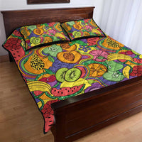 Hawaii Fruits Hippie Style Quilt Bed Set Vibrant Colorful