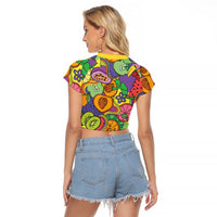 Hawaii Fruits Hippie Style Raglan Cropped T Shirt Vibrant Colorful LT01 - Polynesian Pride