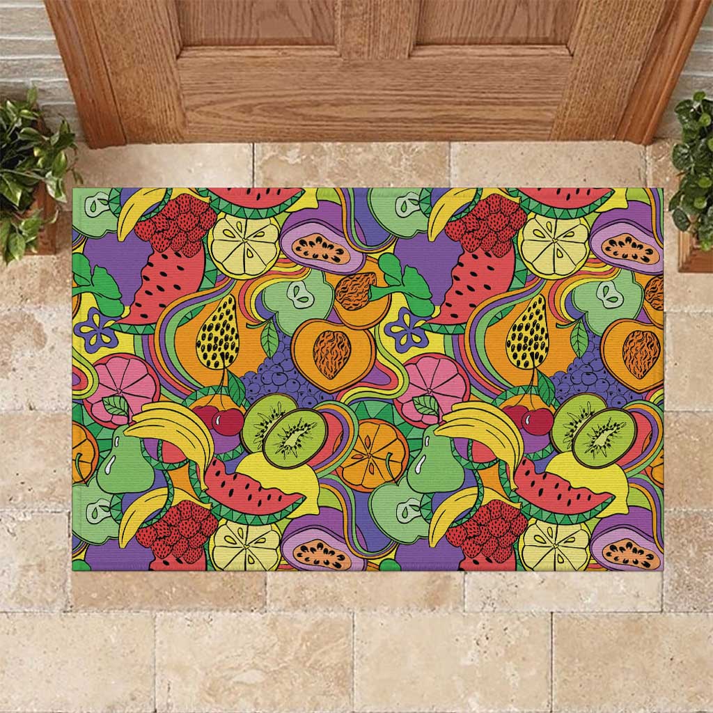 Hawaii Fruits Hippie Style Rubber Doormat Vibrant Colorful LT01 Multicolor - Polynesian Pride