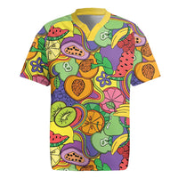 Hawaii Fruits Hippie Style Rugby Jersey Vibrant Colorful LT01 Multicolor - Polynesian Pride