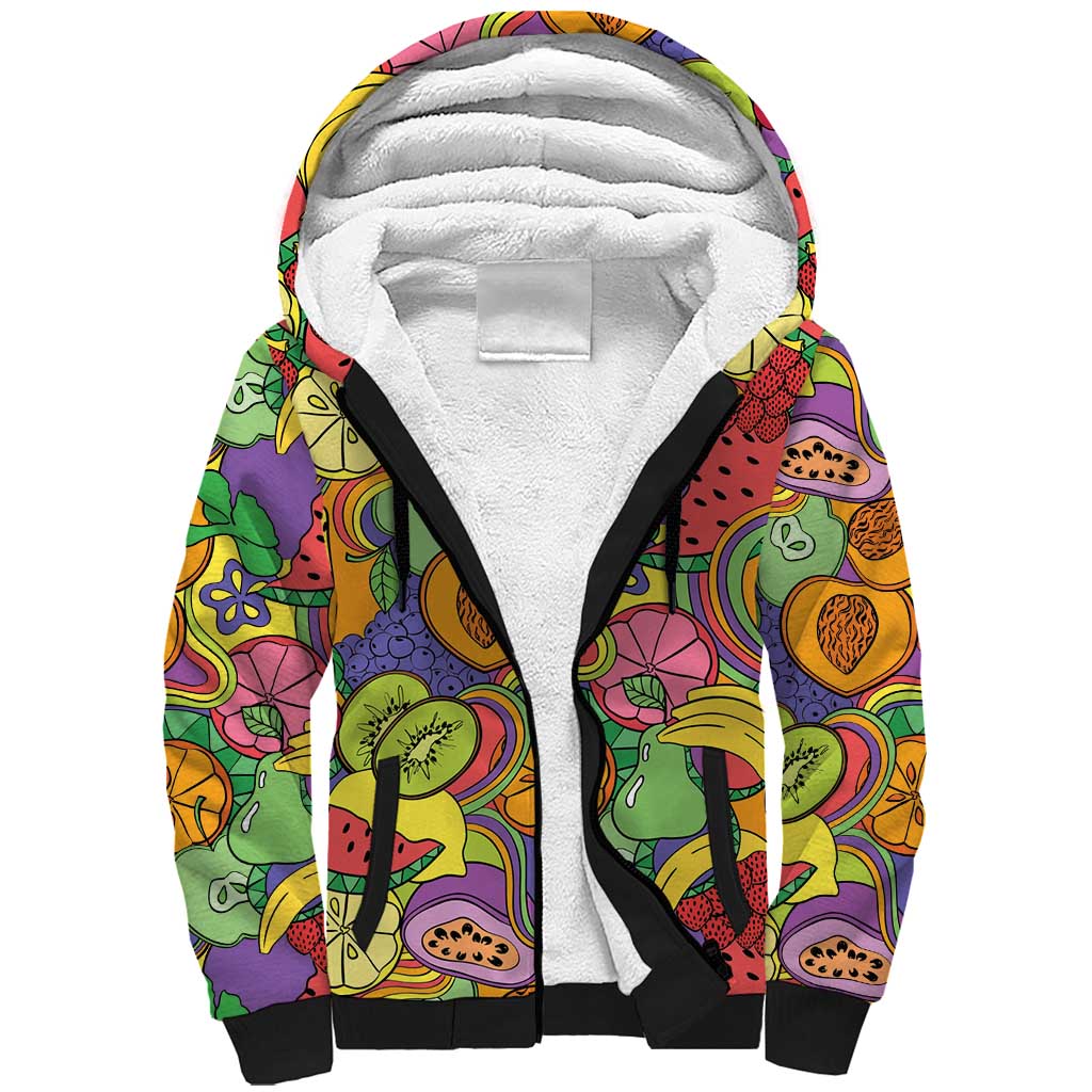 Hawaii Fruits Hippie Style Sherpa Hoodie Vibrant Colorful LT01 Unisex Multicolor - Polynesian Pride