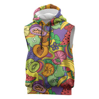 Hawaii Fruits Hippie Style Sleeveless Hoodie Vibrant Colorful LT01 Multicolor - Polynesian Pride