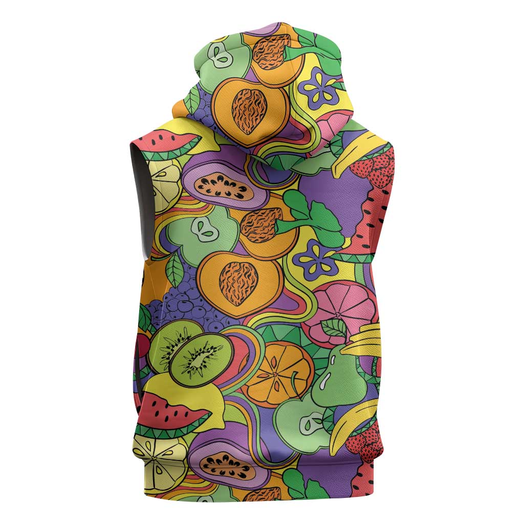 Hawaii Fruits Hippie Style Sleeveless Zip Hoodie Vibrant Colorful LT01 - Polynesian Pride