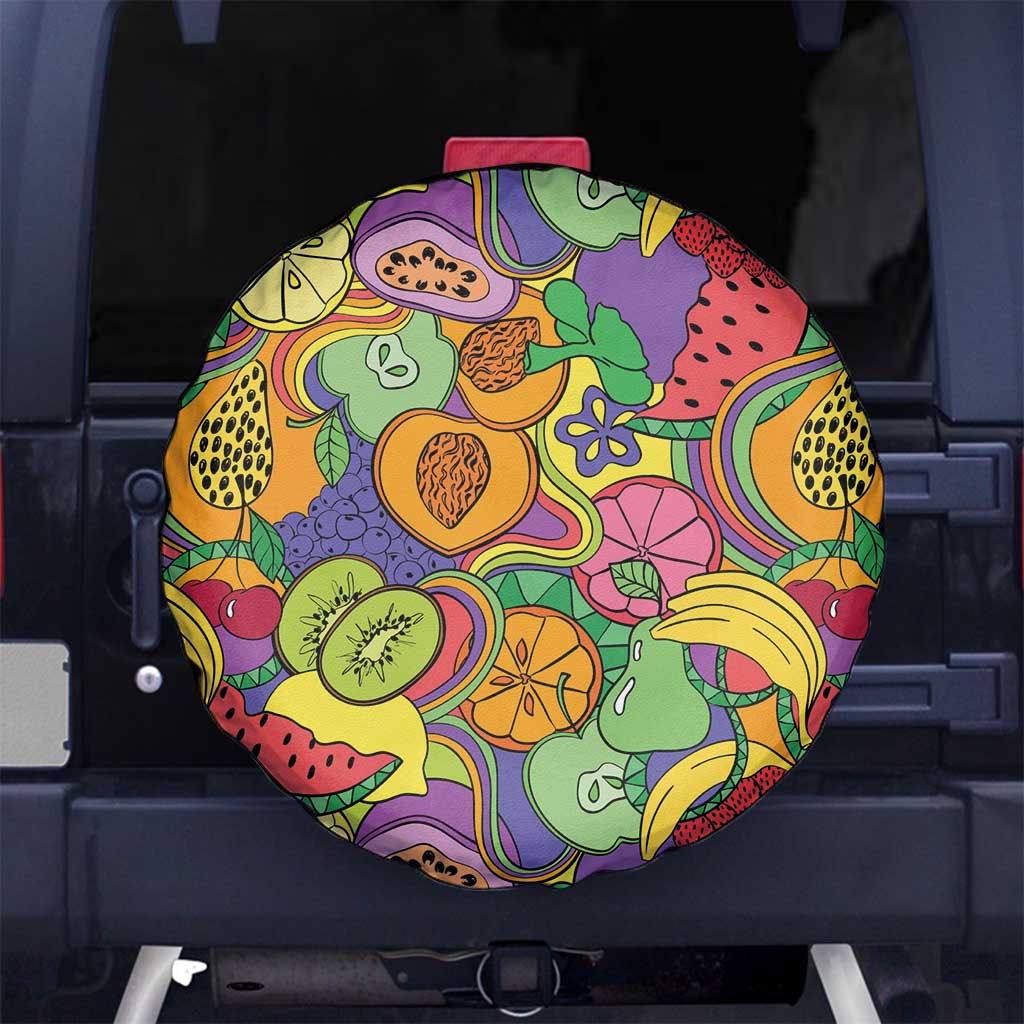 Hawaii Fruits Hippie Style Spare Tire Cover Vibrant Colorful LT01 No hole Multicolor - Polynesian Pride