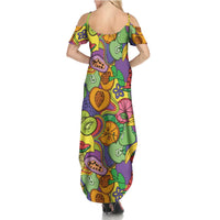 Hawaii Fruits Hippie Style Summer Maxi Dress Vibrant Colorful LT01 - Polynesian Pride