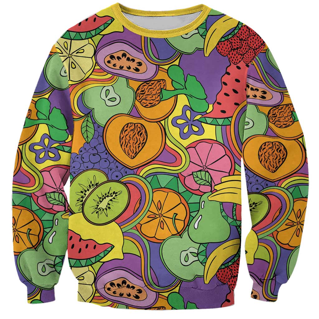 Hawaii Fruits Hippie Style Sweatshirt Vibrant Colorful LT01 Unisex Multicolor - Polynesian Pride