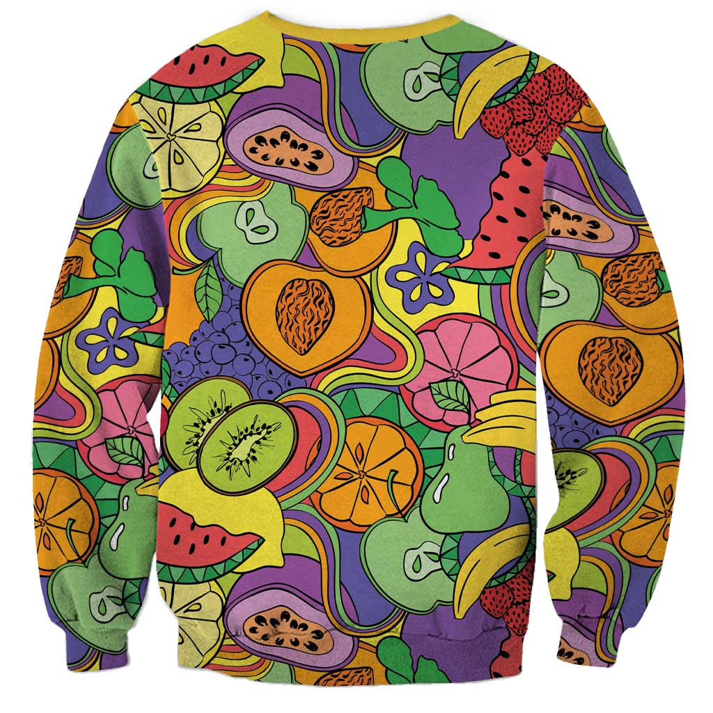 Hawaii Fruits Hippie Style Sweatshirt Vibrant Colorful
