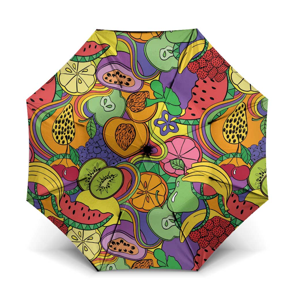 Hawaii Fruits Hippie Style Umbrella Vibrant Colorful LT01 One Size Folded 11.42 inch Opened Diameter 37.4 inch Multicolor - Polynesian Pride
