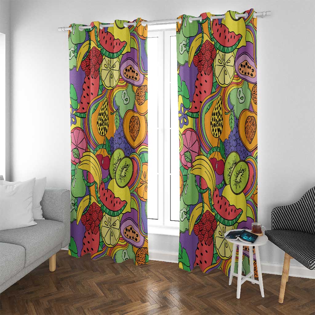 Hawaii Fruits Hippie Style Window Curtain Vibrant Colorful LT01 With Grommets Multicolor - Polynesian Pride