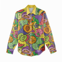 Hawaii Fruits Hippie Style Women Casual Shirt Vibrant Colorful