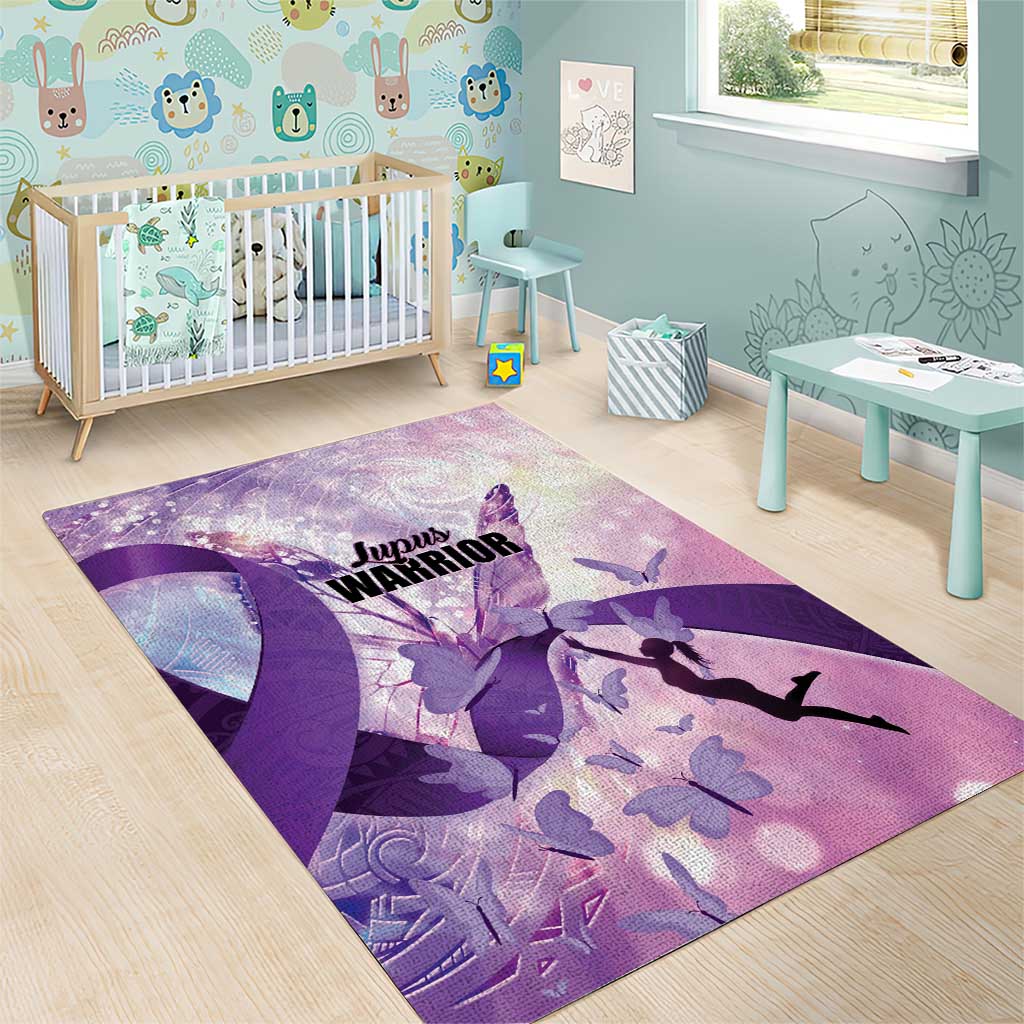 Polynesian Lupus Awareness Area Rug Butterfly Hologram Lupus Warrior LT01 - Polynesian Pride