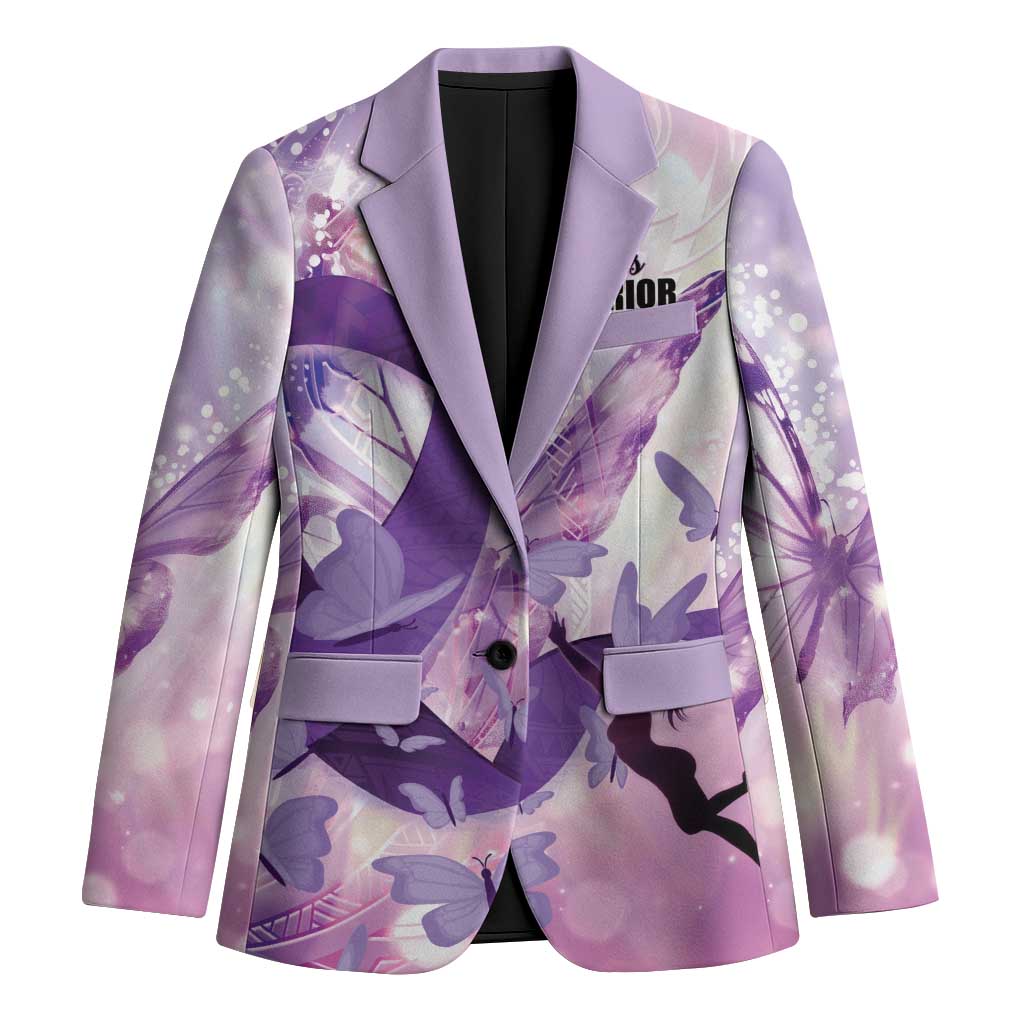 Personalized Polynesian Lupus Awareness Blazer Butterfly Hologram Lupus Warrior LT01 Unisex Purple - Polynesian Pride