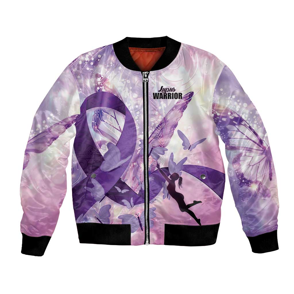 Personalized Polynesian Lupus Awareness Bomber Jacket Butterfly Hologram Lupus Warrior LT01 Unisex Purple - Polynesian Pride