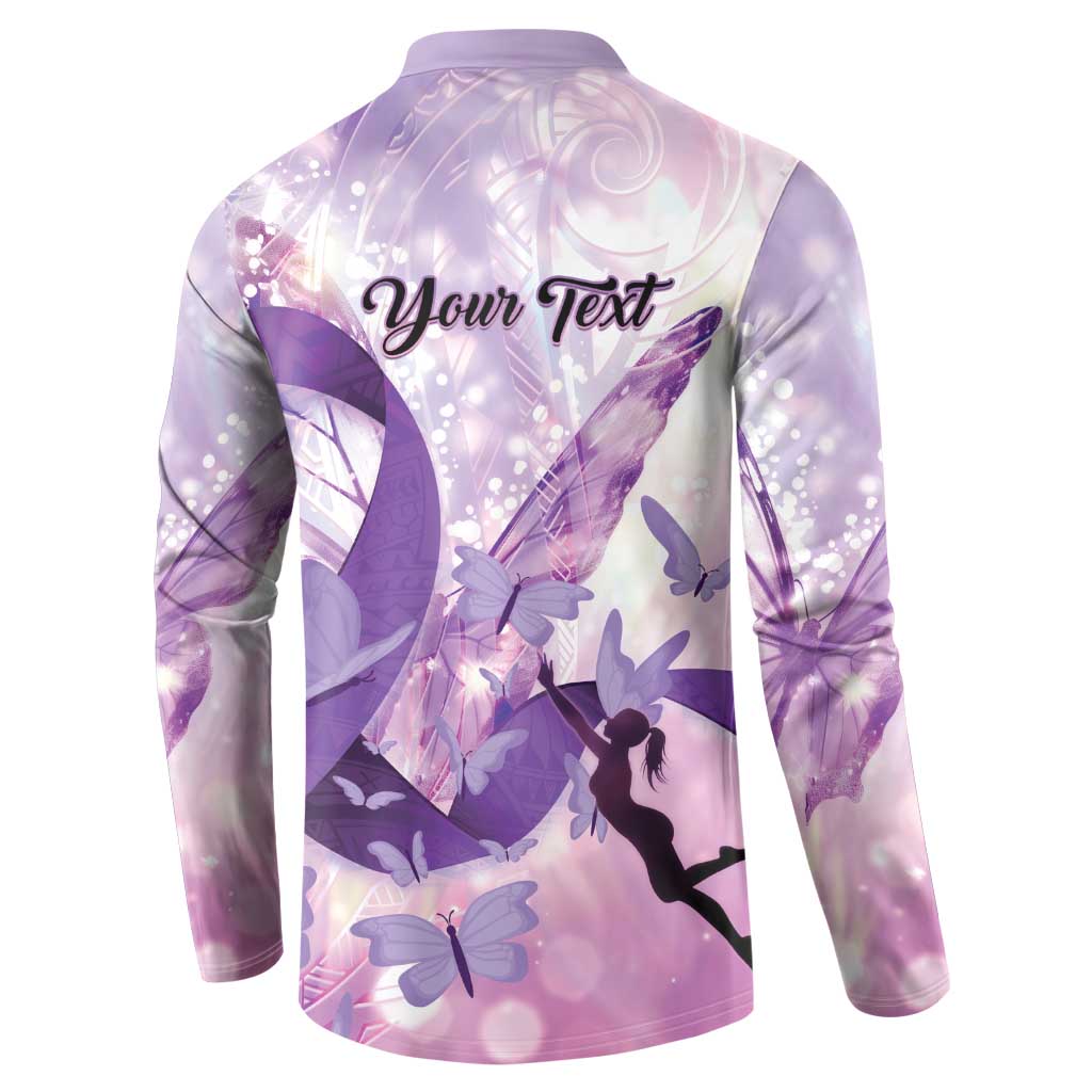 Personalized Polynesian Lupus Awareness Button Sweatshirt Butterfly Hologram Lupus Warrior LT01 - Polynesian Pride