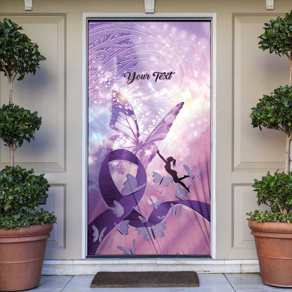 Personalized Polynesian Lupus Awareness Door Cover Butterfly Hologram Lupus Warrior