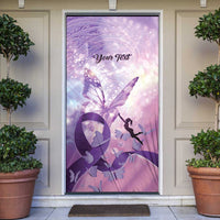 Personalized Polynesian Lupus Awareness Door Cover Butterfly Hologram Lupus Warrior