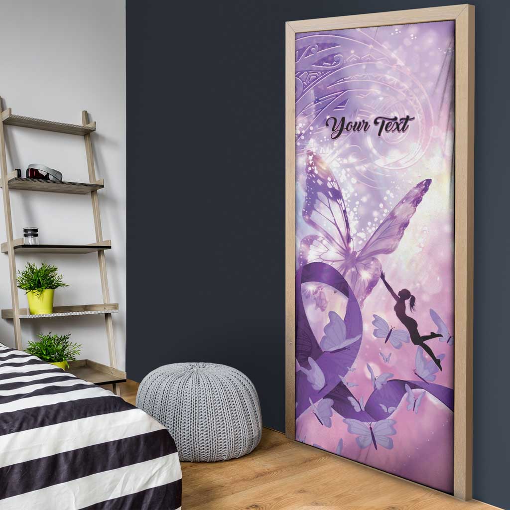 Personalized Polynesian Lupus Awareness Door Cover Butterfly Hologram Lupus Warrior