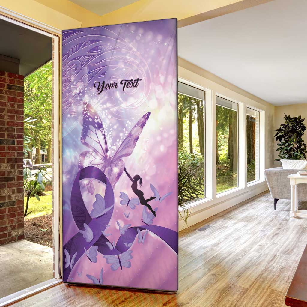 Personalized Polynesian Lupus Awareness Door Cover Butterfly Hologram Lupus Warrior