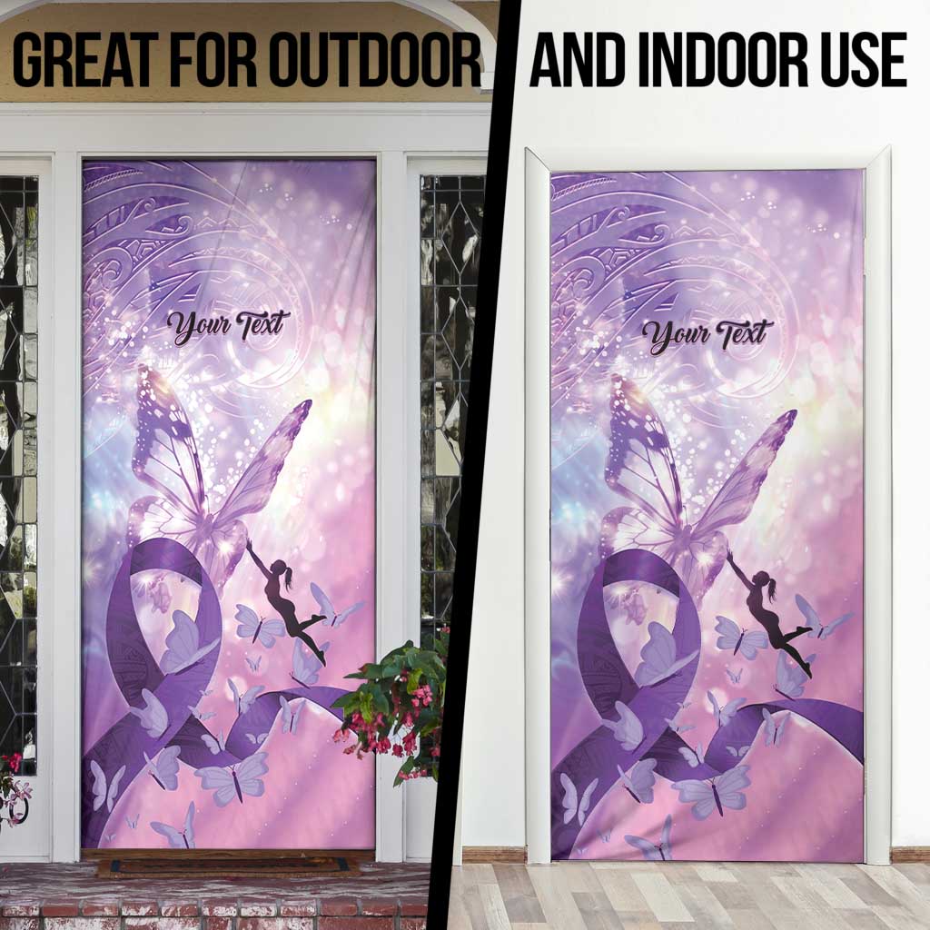 Personalized Polynesian Lupus Awareness Door Cover Butterfly Hologram Lupus Warrior