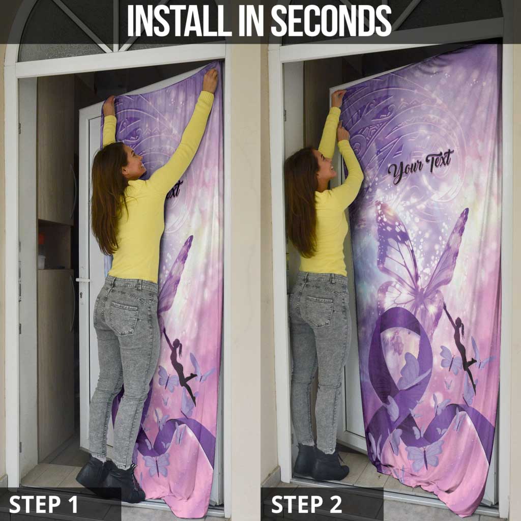 Personalized Polynesian Lupus Awareness Door Cover Butterfly Hologram Lupus Warrior