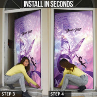 Personalized Polynesian Lupus Awareness Door Cover Butterfly Hologram Lupus Warrior