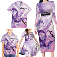 Personalized Polynesian Lupus Awareness Family Matching Long Sleeve Bodycon Dress and Hawaiian Shirt Butterfly Hologram Lupus Warrior