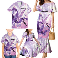 Personalized Polynesian Lupus Awareness Family Matching Mermaid Dress and Hawaiian Shirt Butterfly Hologram Lupus Warrior