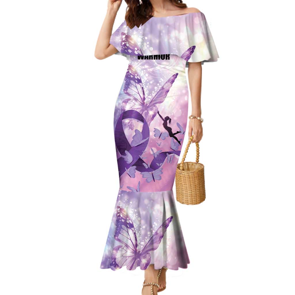 Personalized Polynesian Lupus Awareness Family Matching Mermaid Dress and Hawaiian Shirt Butterfly Hologram Lupus Warrior